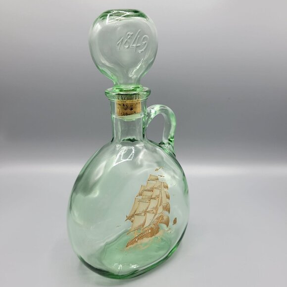 Vintage Old Fitzgerald 1849 Flagship Ship Bottle Green Glass Decanter - Picture 13 of 13